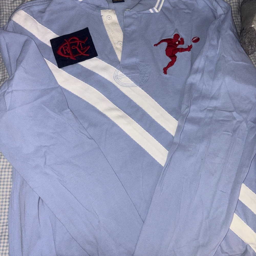 Vintage Light Blue Rugby Polo Shirt